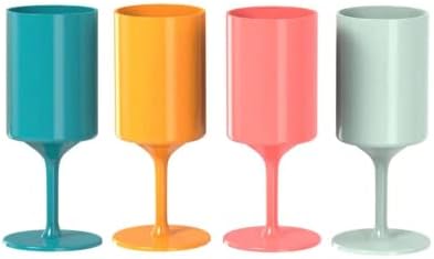 Knork Eco Party Bundle, Party Cup Outdoor Wine Glass, 4 Piece Set, Stems, Plant Based, Multi Colored by Knork