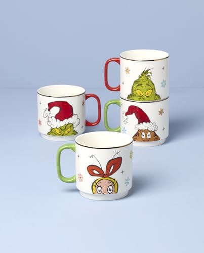 Lenox Merry Grinchmas Porcelain Stackable Christmas Mug Set for 4 - Image 3