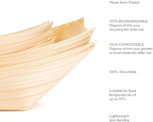 50 Pcs Bamboo Boat Plates 5.5" Disposable Wooden Boat Plates - Image 3