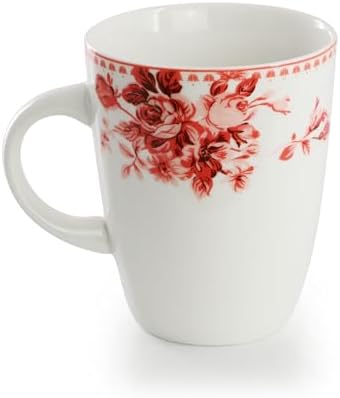 Elama Traditional Rose 16 Piece Porcelain Dinnerwar/Tableware Set, Service for 4 (Red) - Image 5