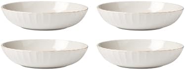 Lenox French Perle Scallop White Stoneware Pasta Bowl Set for 4, 36oz by Lenox