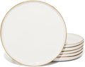 Pokini 10 Inch Ceramic Dinner Plates Set of 6, Wavy Rim Stoneware Plates by Pokini