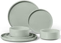 E-far 6-Piece Stoneware Dinnerware Sets, Plates and Bowls Set for 2, Green by E-far