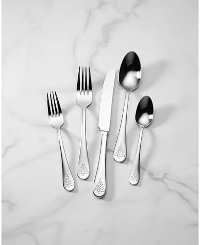 Lenox Noella Christmas 65-Piece 18/10 Silverware Set for 12, Flatware - Image 4