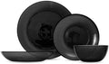 FORTESSA Los Cabos Tableware, 16-Piece Glass Dinnerware Set with 4 Dinner Plates, 4 Salad Plates, 4 Coupe Bowls and 4 Cereal Bowls, Dishwasher-Safe Glass Plate Set, Shadow Black by Unknown