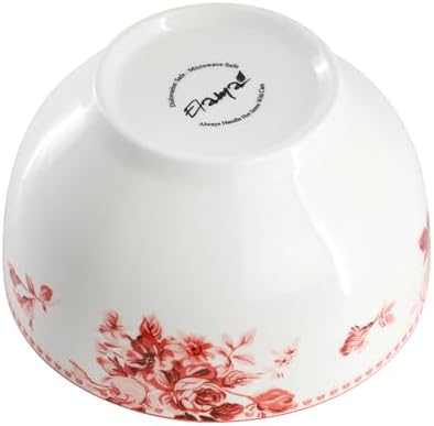 Elama Traditional Rose 16 Piece Porcelain Dinnerwar/Tableware Set, Service for 4 (Red) - Image 7