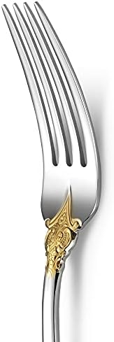 KEAWELL Luxury 4-Piece 18/10 Stainless Steel Dinner Fork Set (Gold Accent) - Image 3