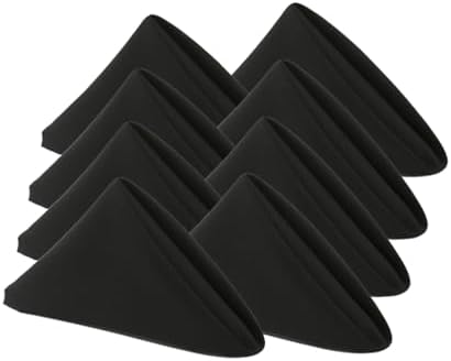 Cloth Napkins Set of 8, 18 x 18 inches, Machine Washable Cloth Napkins, Made of 100% Microfibre,Reusable Dinner Napkins for Restaurants,Weddings,Parties,Every use (Formal Black) by KOFFOTA