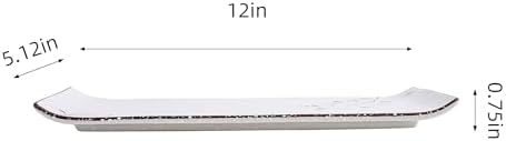 12" Rectangular Plates - Long Serving Trays for Sushi, Pasta, Chips, Appetizer, Cake - Ceramic Rectangle Platter for Party, Restaurant, Banquet (4Pack, Pink Sakura) - Image 5