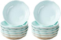 Sizikato 6pcs Light Blue Porcelain Snack Plates, 4-Inch Flower-Shaped Appetizer Plate Dipping Bowl. (Pack of 2) by Sizikato