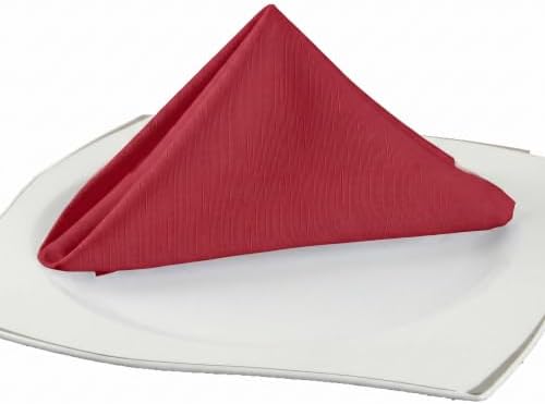 EHouseHome Waterproof Faux Linen Dinner Napkins, Set of 12, 17 x 17,Red - Image 2