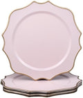 Pink Chargers for Dinner Plates, 13 Inch Scalloped Plastic Decorative Table Charge Service Plates Set of 6 for Wedding, Holiday, Thanksgivng, Christmas by Omuriko