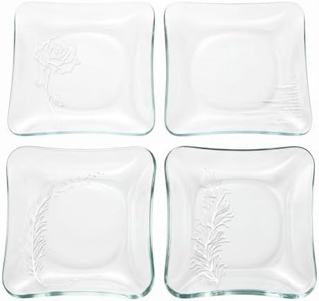 Tempered Glass Plates Set of 4, 8 Inch Appetizer Dessert Plates by heatedicecreamscoop