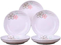5 Pack Porcelain Plates with Pink Flower Pattern, 7 inch Large Dessert Salad Ceramic Dinner Plates, Porcelain Dessert Dishes for Steak, Pasta, Pizza, Appetizer ( Dishwasher Safe & Microwave Safe) by Decohomeforu