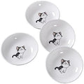 4 Pack Saucer Dishes with Cat Pattern, Ceramic Dipping Bowls Set, 4 Inch Side Dishes Sauce Dishes for Sushi Sauce Snack Soy, Porcelain Seasoning Dishes Side Bowls, Snack Serving Dishes by Decohomeforu