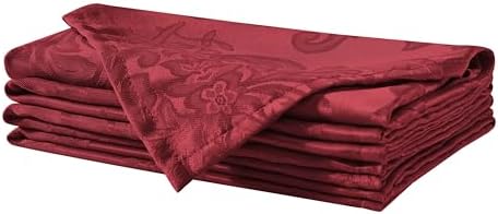 Newbridge Barcelona Damask Fabric Napkins, Set of 4, Burgundy – No Iron, Soil Resistant Cloth Napkins for Dining, Parties and Holidays by HomeBargainsPlus