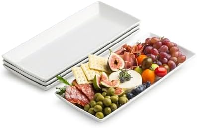 LAUCHUH Serving Platters for Party, 14-inch Porcelain Rectangle Plates by LAUCHUH