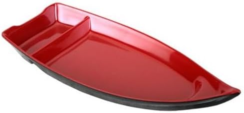 JapanBargain 10 inch Sushi Boat Japanese Sashimi Sushi Serving Plate with Sauce Divider, Melamine Chip and Dip Plate for Snack, Appetizer, Red/Black, 1-Pack - Image 6