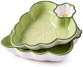 Leaf Shaped Ceramic Serving Platter Set of 2, Divided Snack & Appetizer Dish for Chip and Dip, Sauces, Fries, Tapas, Fruit and Dessert by Unknown