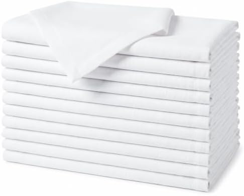 EHouseHome Waterproof Faux Linen Dinner Napkins, Set of 12, 17 x 17, White by EHouseHome
