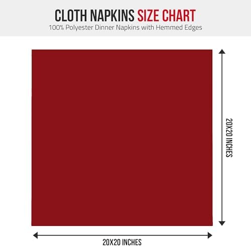 Utopia Home [12 Pack, Red] Cloth Napkins 20x20 Inches, 100% Polyester - Image 2