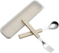 VANRA 2-Piece Children Flatware Set 18/10 Stainless Steel Child Tableware Set Silver Cutlery Set Silverware Dinner Utensils Spoon Fork Set with Travel Case for Kids Toddlers (Chrome Finished) (Cream) by VANRA