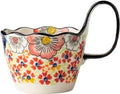 25oz Ceramic Soup Bowl with Handle – Handcrafted Floral Pottery Cereal & Ramen Bowl – Large Microwave & Dishwasher Safe Decorative Bowl for Everyday Use or Gift (Coral Confetti, 15oz)