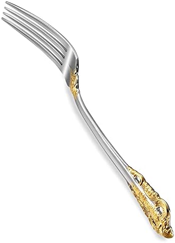 KEAWELL Luxury 4-Piece 18/10 Stainless Steel Dinner Fork Set (Gold Accent) - Image 4
