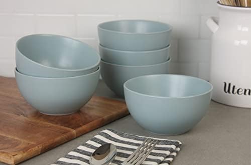 10 Strawberry Street Wazee Matte 5.5"/16oz Cereal Bowl, Set of 6, Mineral Blue - Image 3