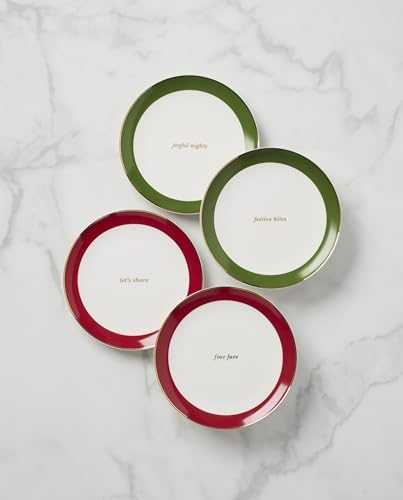 kate spade new york Evergreen Rim Christmas Plates, Appetizer Set for 4 - Image 2