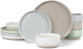 LIANYU 12 Piece Ceramic Dinnerware Set, Stoneware Dinner Dish Set for 4, Kitchen Modern Dishware Plates and Bowls, Scratch Resistant, Assorted Colors by LIANYU