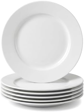Ceramic Dessert Plates Set of 6, White Porcelain Round Shaped Dinner Plates, 8 Inch Small Salad Appetizer Plates, Dishwasher Microwave Oven Safe by Unknown