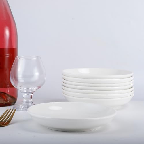 8 Pack 6 Inch White Ceramic Dessert Plates, Round - Image 4