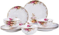 12 Piece Dinnerware Sets for 4, White Porcelain Gold Rim, Formal Dining by fhgnysm
