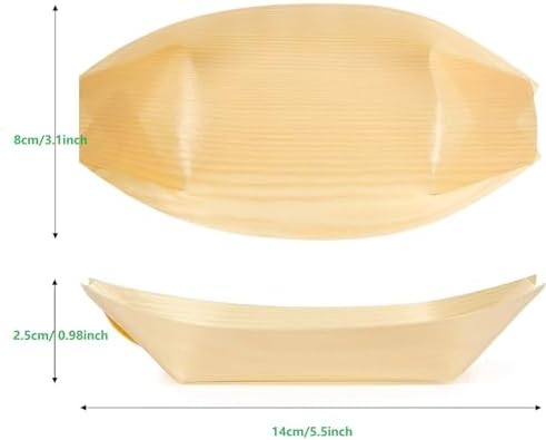50 Pcs Bamboo Boat Plates 5.5" Disposable Wooden Boat Plates - Image 2