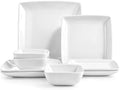 Ceramic Dinnerware Sets for 3, 9-Piece Square Plates and Bowls Sets by Yedio