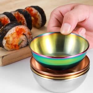 Sauce Dishes 12PCS 3.46inch Stainless Steel Sauce Bowl Mini Individual Round Seasoning Dishes Sushi Dipping Bowl Appetizer Plates (Silver)