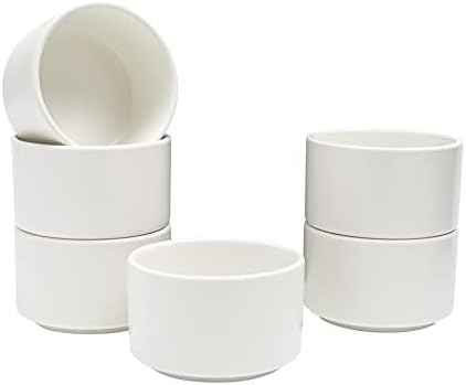 Vikko Modern Soup Bowls, Set of 6 Matte White Porcelain Bowls, Stackable 14 oz Elegant Restaurant Style Soup Bowl Set, Microwave and Dishwasher Safe
