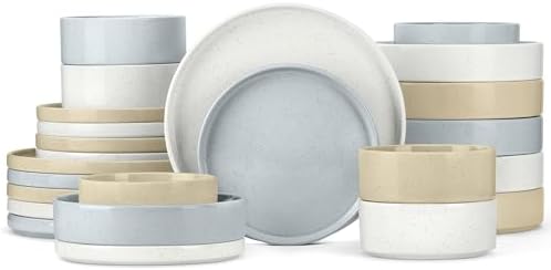 Herogo Dinnerware Dishes Sets with Salad Bowls, 24 Piece Plates and Bowls for 6, Ceramic Stoneware for Kitchen, Chip & Scratch Resistant Dinner Ware, Speckled Multicolor by Herogo