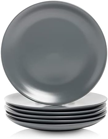 10 Strawberry Street Wazee Matte 10.5" Coupe Dinner Plate, Set of 6, Charcoal Gray by 10StrawberryStreet