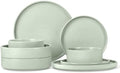 Herogo 8 Piece Plates and Bowls Set, Kitchen Dinnerware Sets with Pasta Bowls, Dinner Ware Dishes Service for 2, Chip & Scratch Resistant Porcelain Kitchen Dishware, Speckled Light Green by Herogo