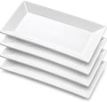 Porcelain Rectangular Dinner Platters, 9.75 Inch Rectangle Serving Plates for Sushi, Snacks, Cake, Meat & Appetizers, Set of 4, Elegant White Design by Yedio