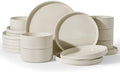 Famiware Stoneware Dinnerware Sets for 8, 24pc Rimmed Plates, Bowls, Dishes by Famiware