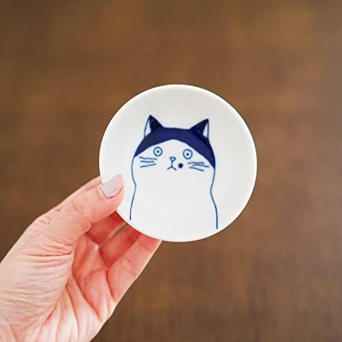 Japanese Cat Ceramic Small Plates - Set of 5 - Great Gift for Cat Lovers, 5 Cats 3.5in - Image 2