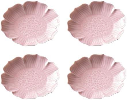 Gaolinci Zen Ceramic Lotus Shaped Appetizer and Dessert Plates (Set of 4) by Gaolinci