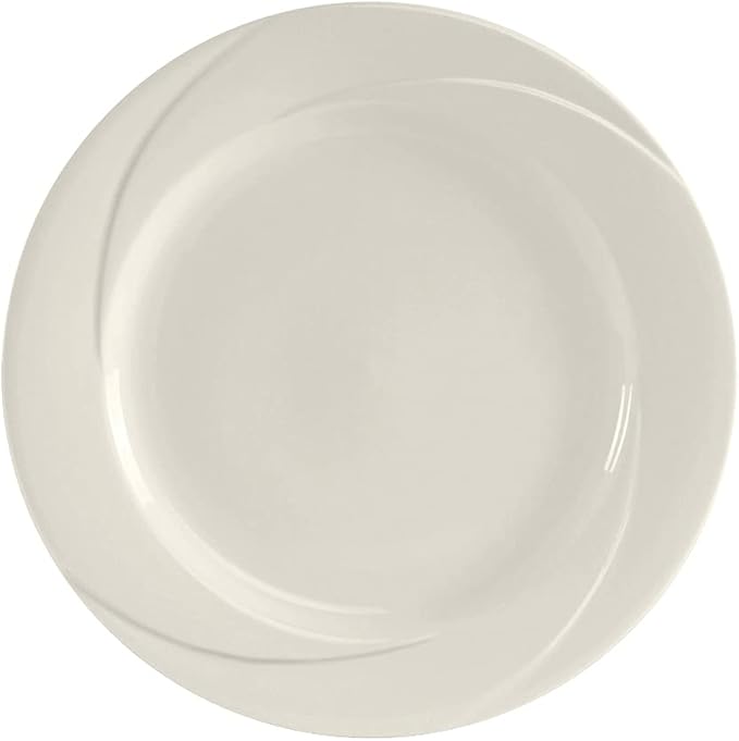 Tuxton China ASU-007 Plate, 10-5/8" Diameter, Round, Wide Rim, Embossed Pattern, Microwave and Dishwasher Safe, Oven Proof, Fully Vitrified, Ceramic, AlumaTux, San Marino, Pack of 12