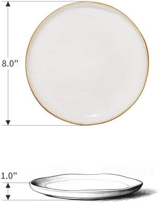 Pokini Ceramic Salad Plates Set of 6, 8inch Stoneware Small, Dessert Plates - Image 2