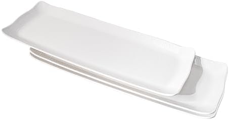 TP 16" Melamine Serving Platters Set of 3, White Rectangular Trays by TastePrime