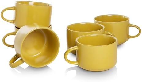 10 Strawberry Street Wazee Matte Oversized Mug, Yellow, Set of 6 by 10StrawberryStreet