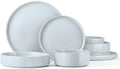 Onader Dinner Plates and Bowls Sets, 8 Pieces Stoneware Dinnerware Service for 2, Gray Ceramic Kitchen Dish Set, Speckled Dishware Dining Ware - Slate Gray by Onader